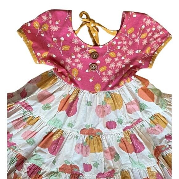 Eleanor Rose Britney Dress Girls Size 3 - 4 Pumpkin Acorn Short Sleeve - Picture 5 of 11
